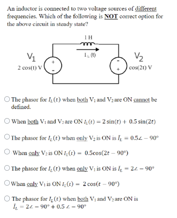 Solved An Inductor Is Connected To Two Voltage Sources Of | Chegg.com