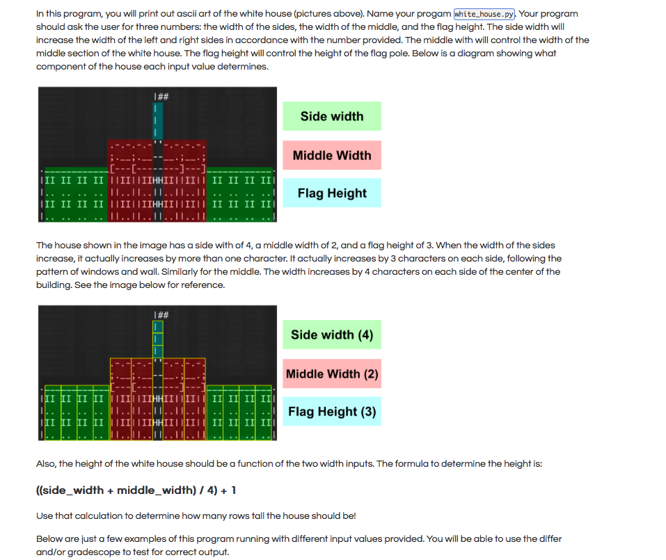 In this program, you will print out ascii art of the