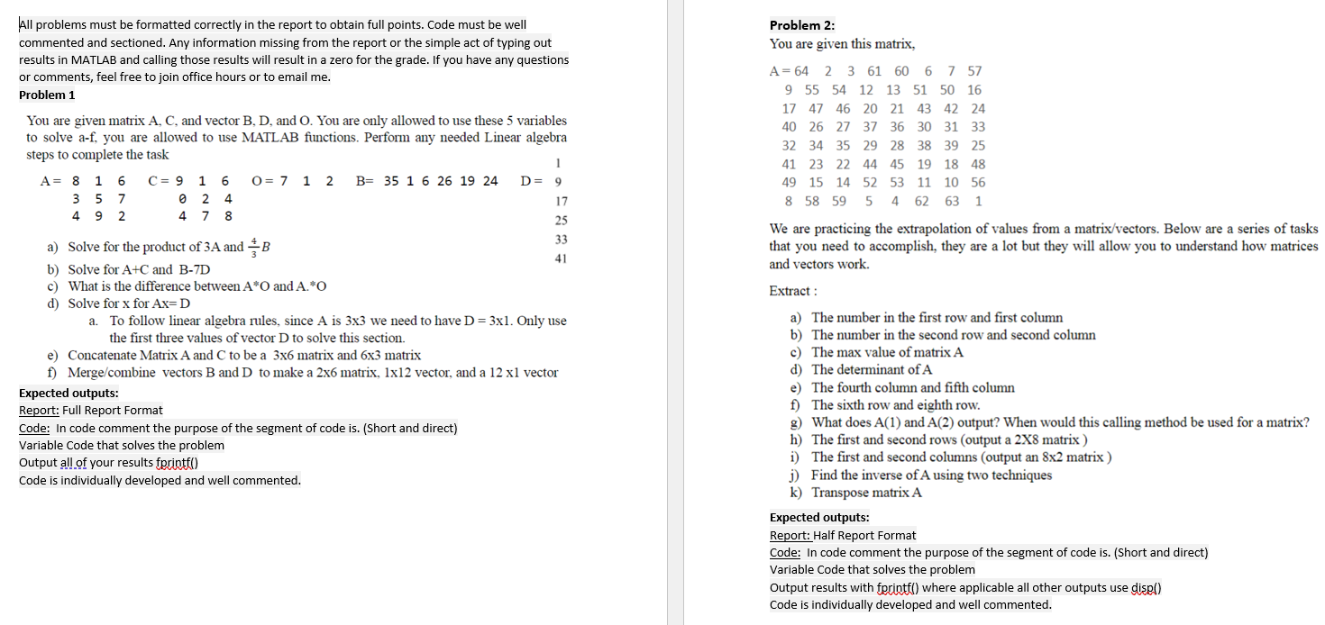 Solved All problems must be formatted correctly in the | Chegg.com