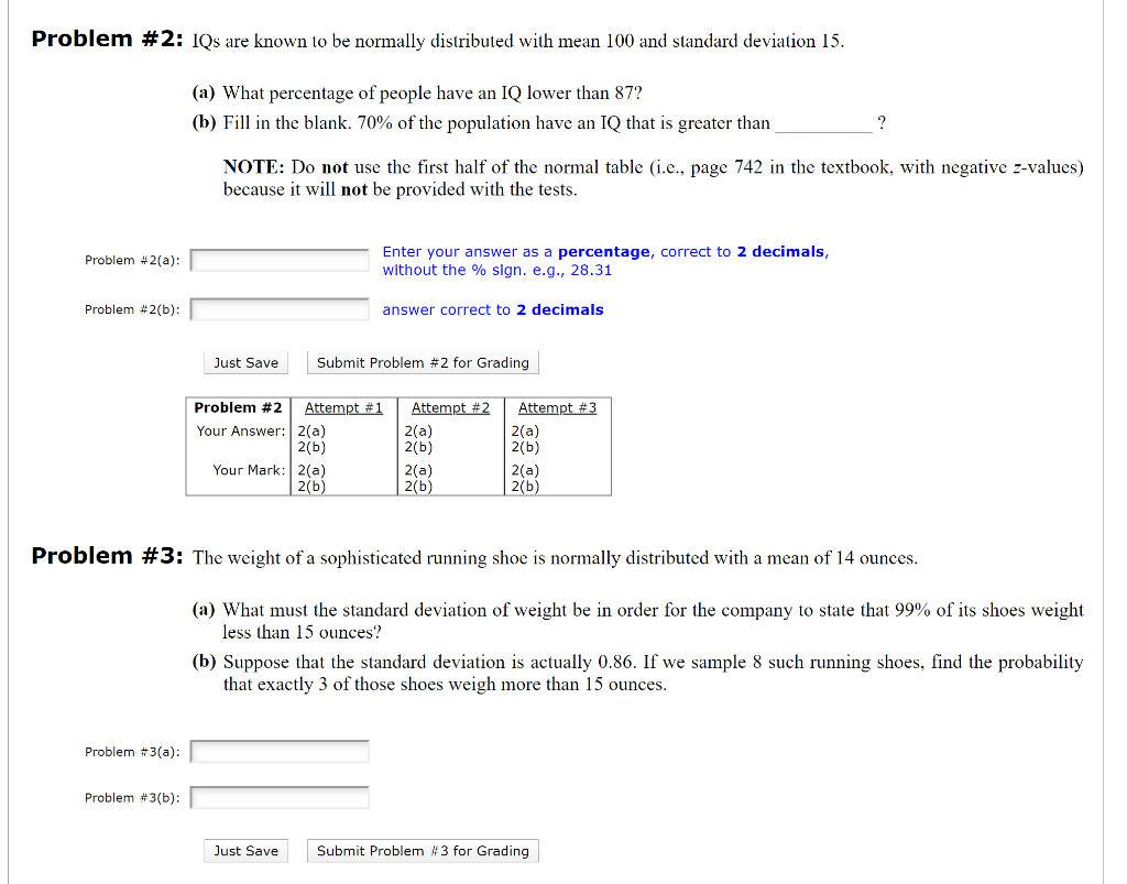 Solved Problem #2: IQs are known to be normally distributed | Chegg.com