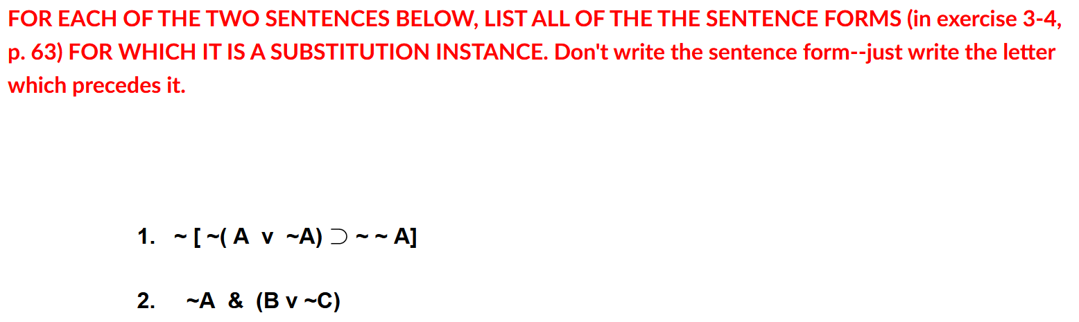 Solved FOR EACH OF THE TWO SENTENCES BELOW, LIST ALL OF THE | Chegg.com