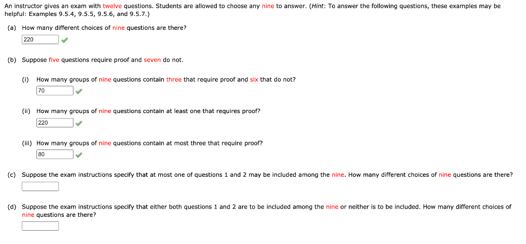 Solved An instructor gives an exam with twelve questions.