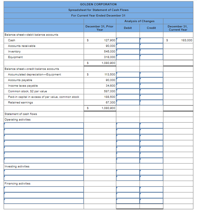 Solved Golden Corp.'s current year income statement, | Chegg.com