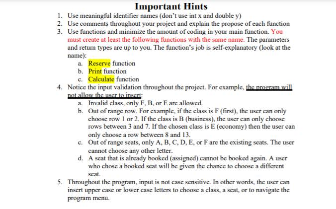 Solved Project Description Write a program (using the | Chegg.com