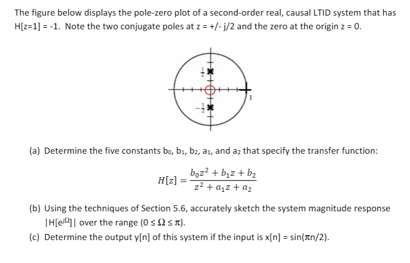 Solved The figure below displays the pole-zero plot of a | Chegg.com
