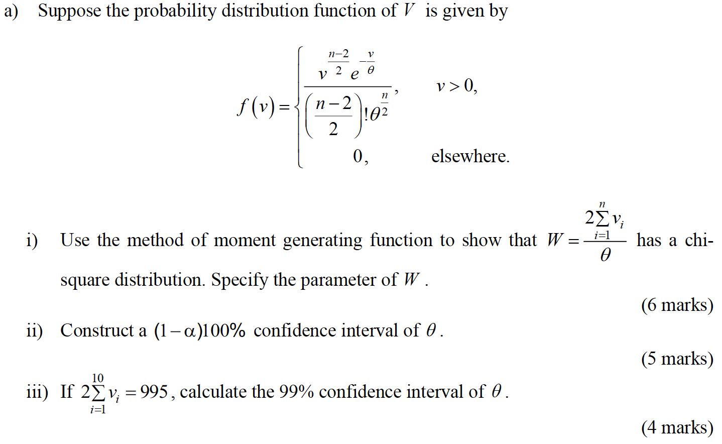 Solved a) Suppose the probability distribution function of V | Chegg.com