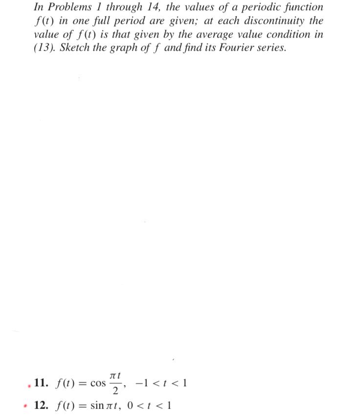 Solved In Problems 1 through 14, the values of a periodic | Chegg.com