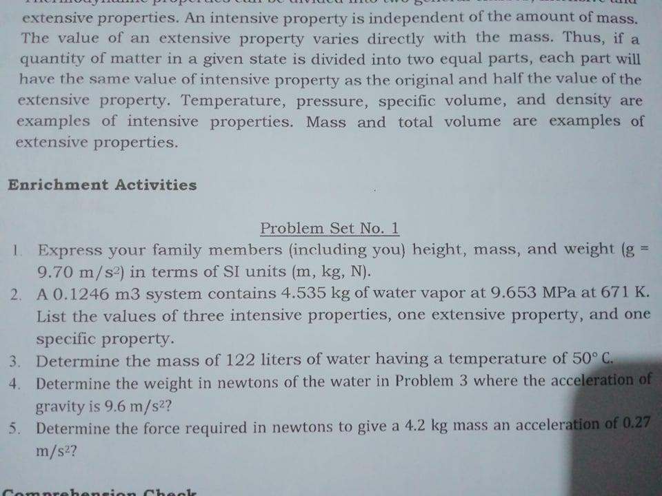 Solved extensive properties. An intensive property is | Chegg.com