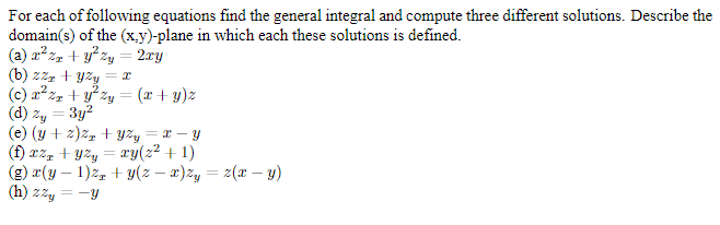 For each of following equations find the general | Chegg.com