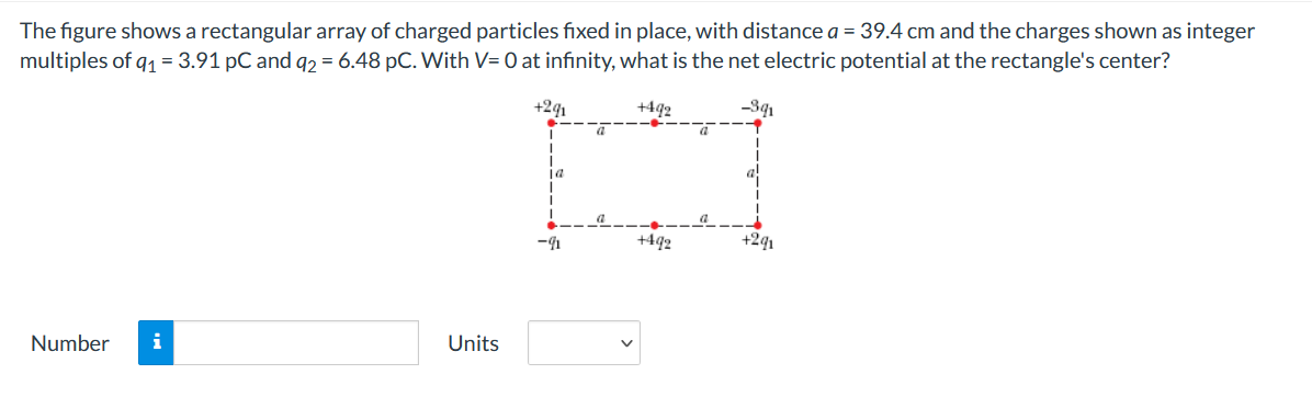 Solved The figure shows a rectangular array of charged | Chegg.com