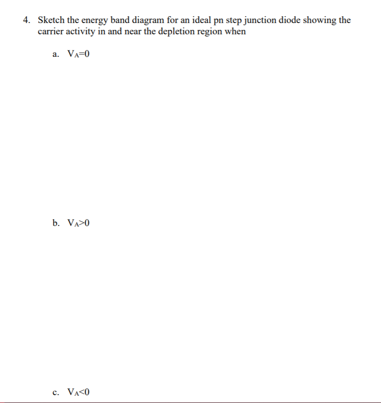 Solved 4. Sketch the energy band diagram for an ideal pn | Chegg.com