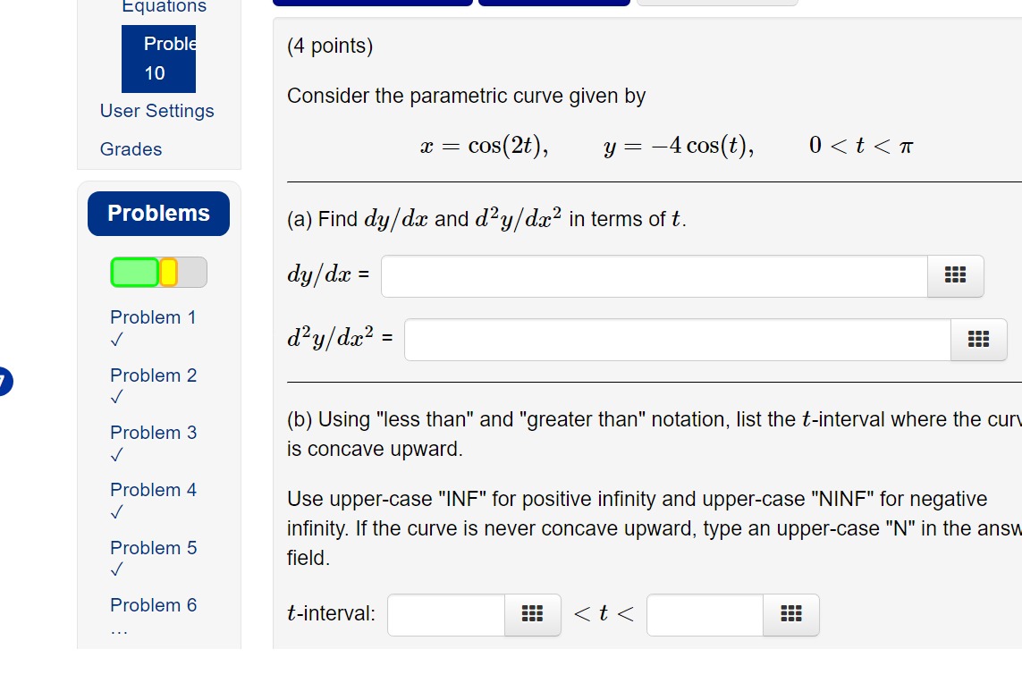 Solved Consider The Parametric Curve Given By 0594