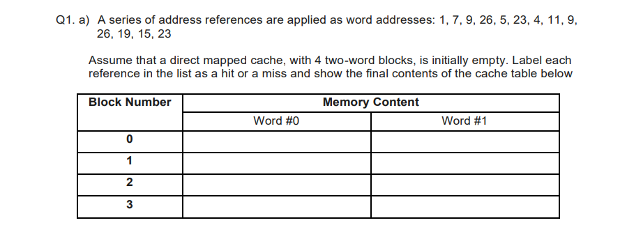 Q1 A A Series Of Address References Are Applied