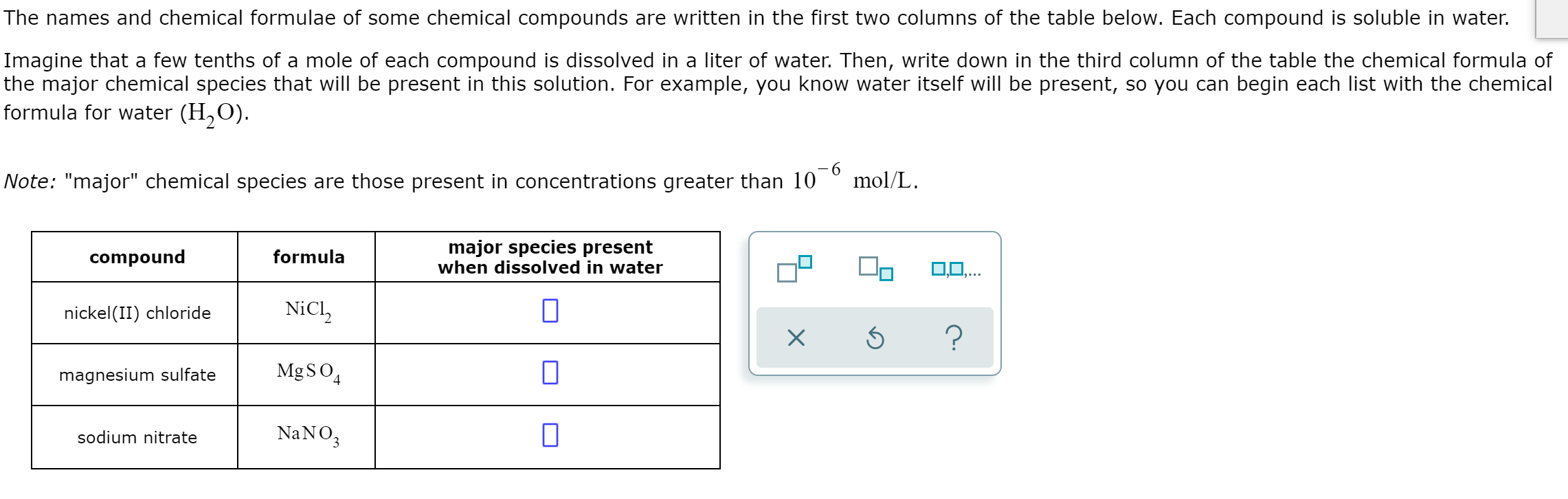 Solved The names and chemical formulae of some chemical