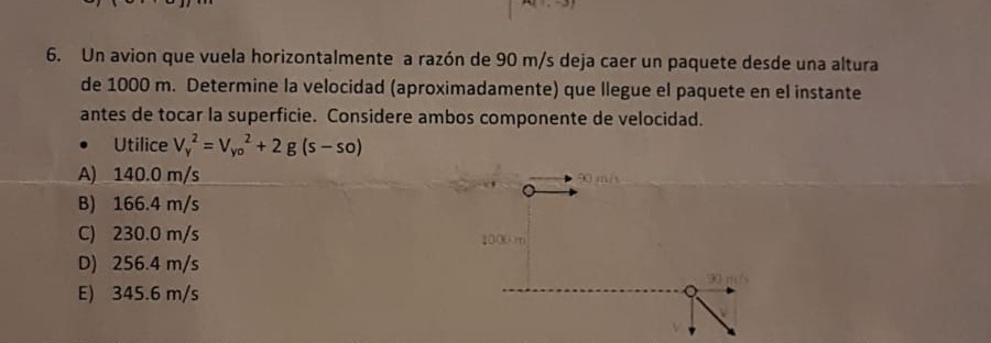 Un Avion Que Vuela Horizontalmente A Razón De 90 M/s | Chegg.com