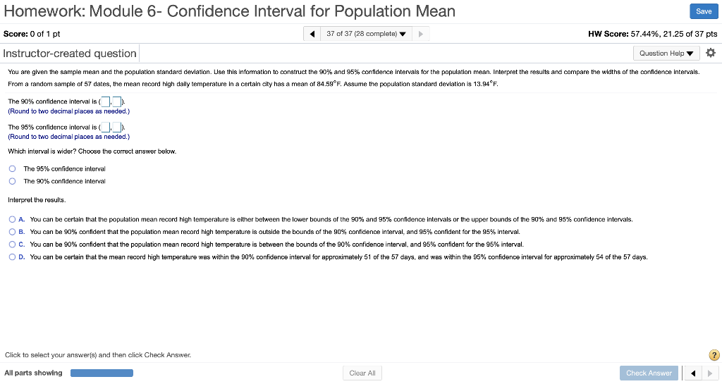 Solved Homework: Module 6- Confidence Interval for | Chegg.com