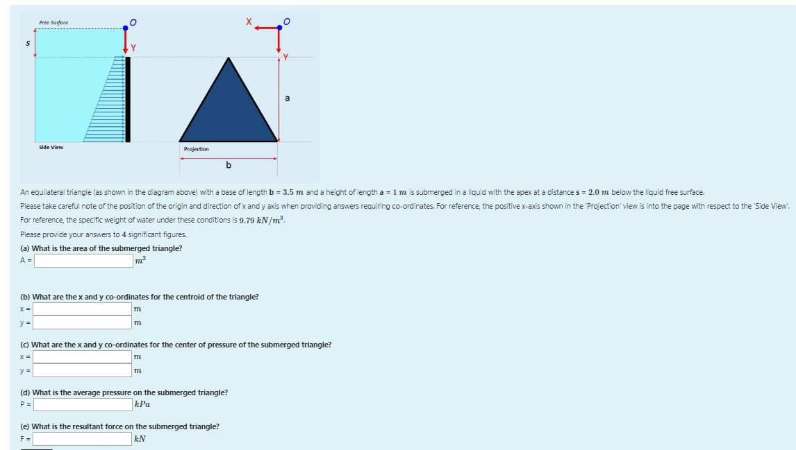 Solved Free Surface Side View Projection An equilateral | Chegg.com