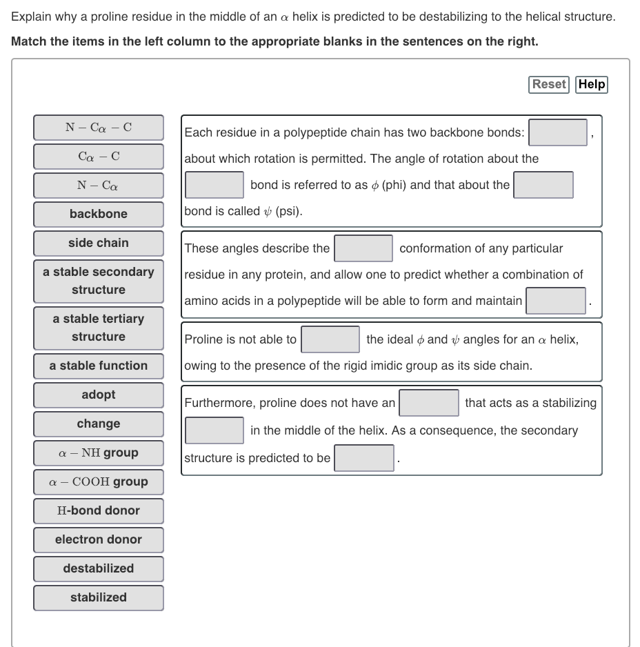 Solved Explain why a proline residue in the middle of an α | Chegg.com