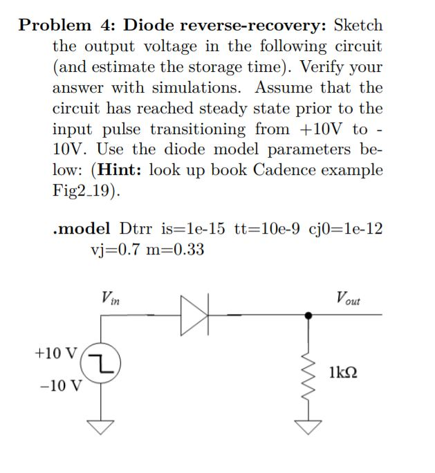 Solved Problem 4 Diode reverserecovery Sketch the output