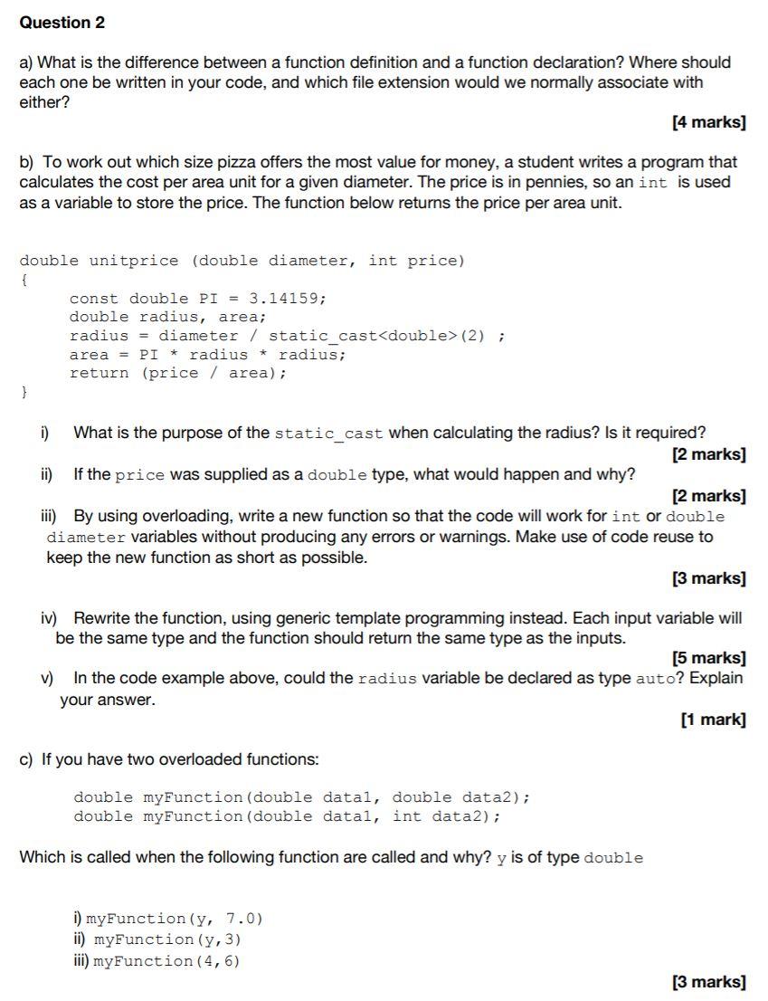 Solved Question 2 a) What is the difference between a | Chegg.com
