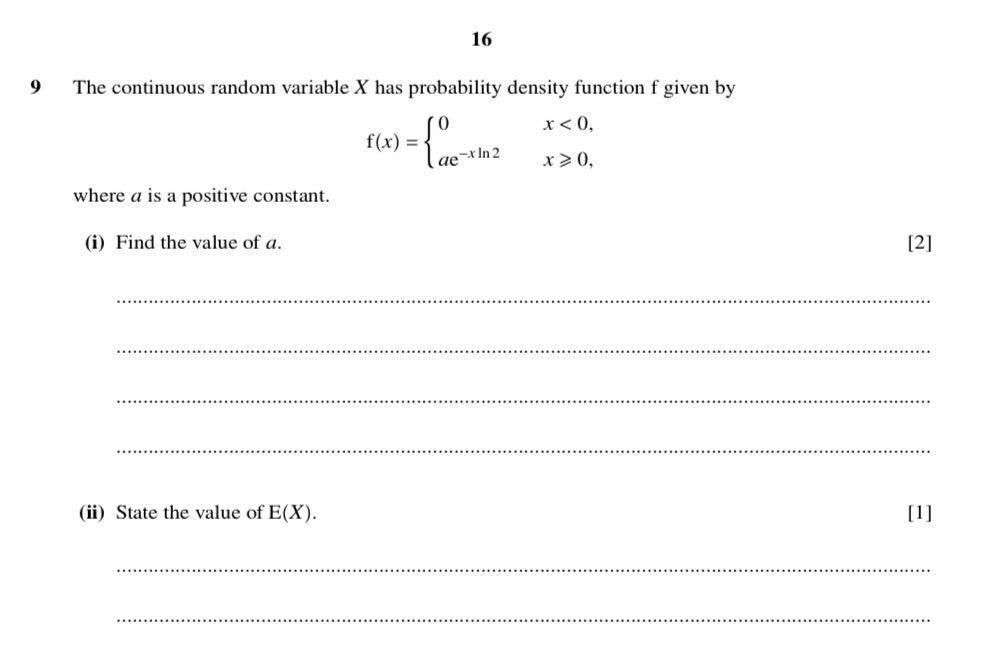 Solved 9 The continuous random variable X has probability | Chegg.com
