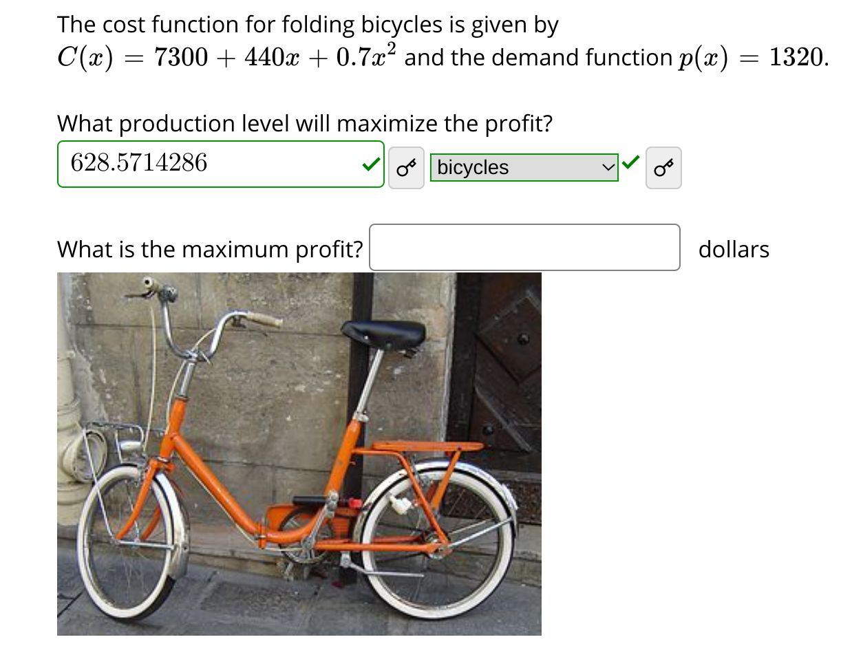 Solved The cost function for folding bicycles is given by | Chegg.com