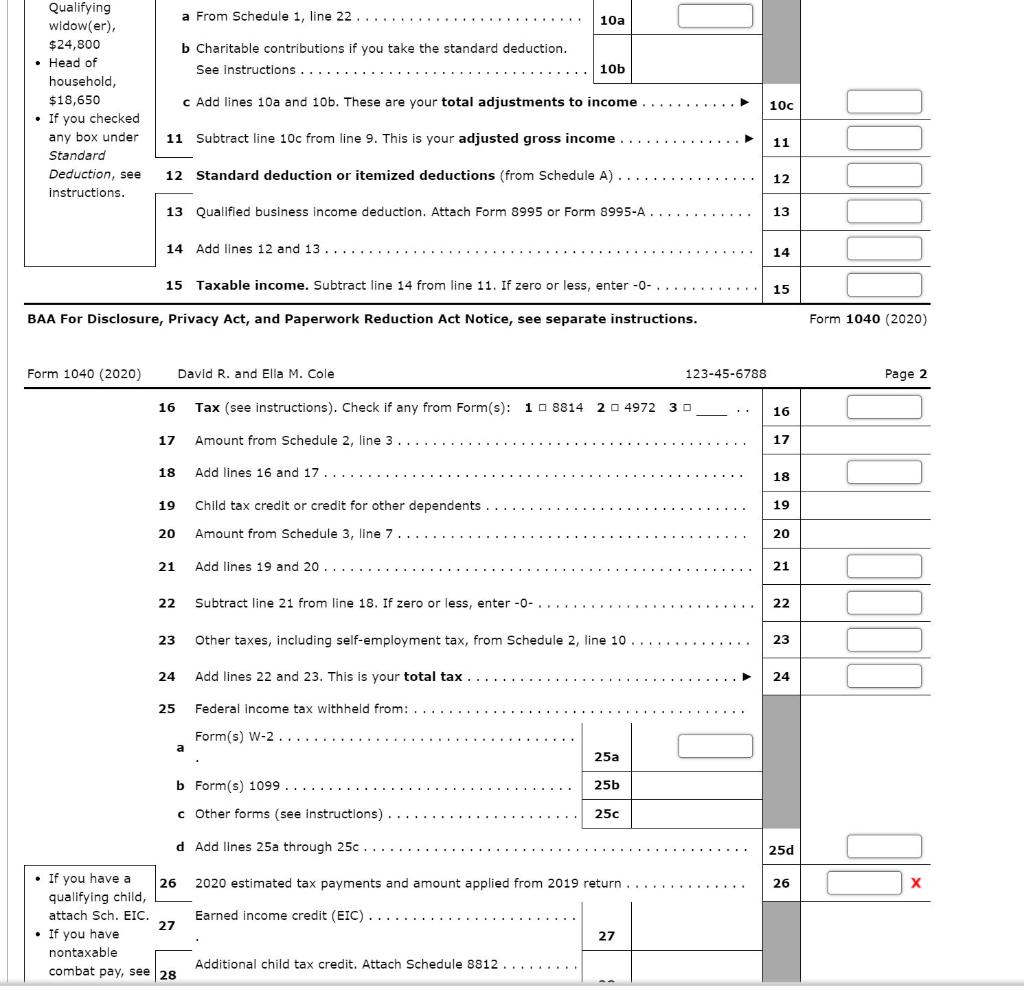 Note: This problem is for the 2020 tax year. David R. | Chegg.com