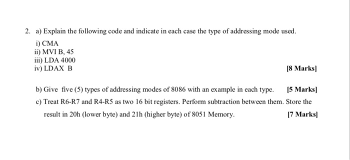 Solved 2. a) Explain the following code and indicate in each | Chegg.com