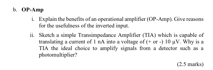 Solved B. OP-Amp I. Explain The Benefits Of An Operational | Chegg.com