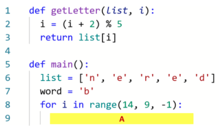 Solved The getLetter function will return a letter from a | Chegg.com