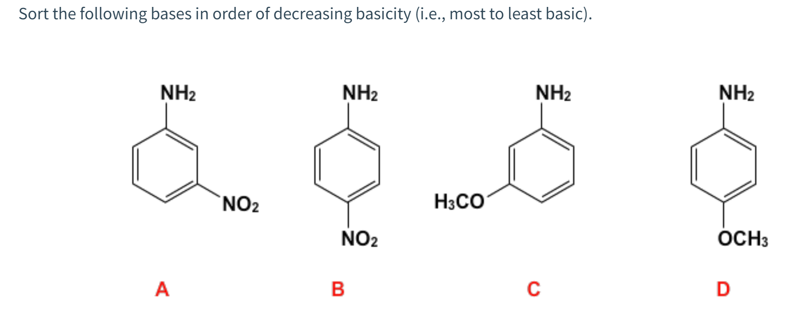 Solved Sort the following bases in order of decreasing | Chegg.com