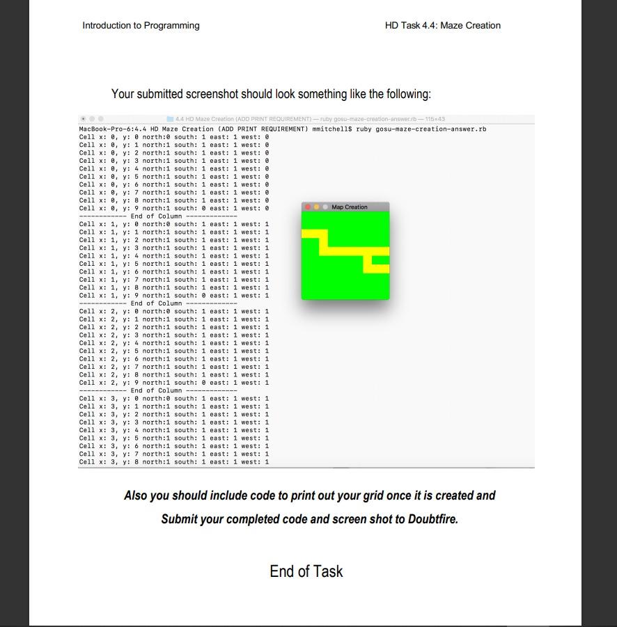 Solved HD Task 4.4: Maze Creation Introduction to | Chegg.com