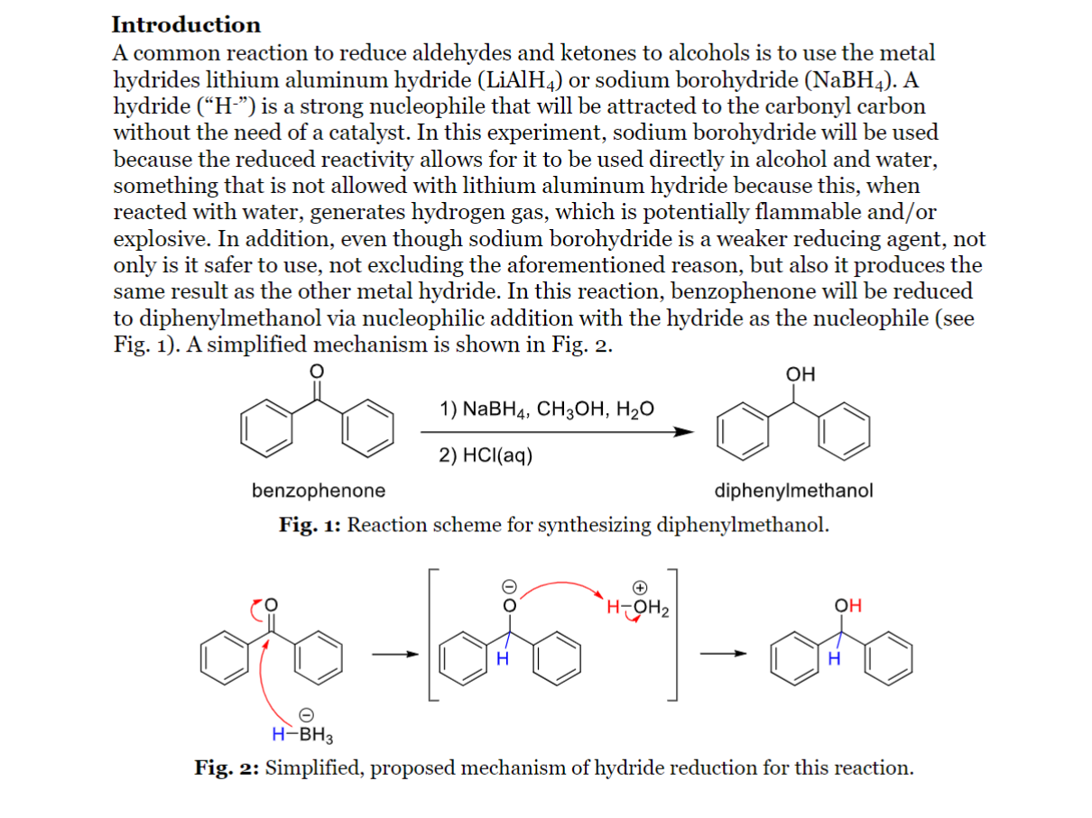 Solved In This Experiment Benzophenone Is Reduced To