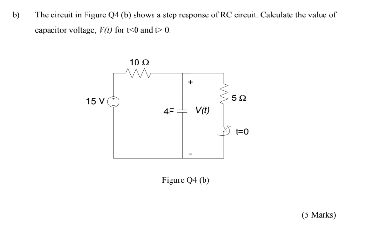 Solved b) The circuit in Figure Q4 (b) shows a step response | Chegg.com