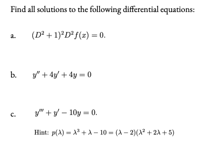 Solved Find All Solutions To The Following Differential | Chegg.com