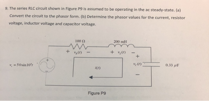 Solved 9. The series RLC circuit shown in Figure P9 is | Chegg.com