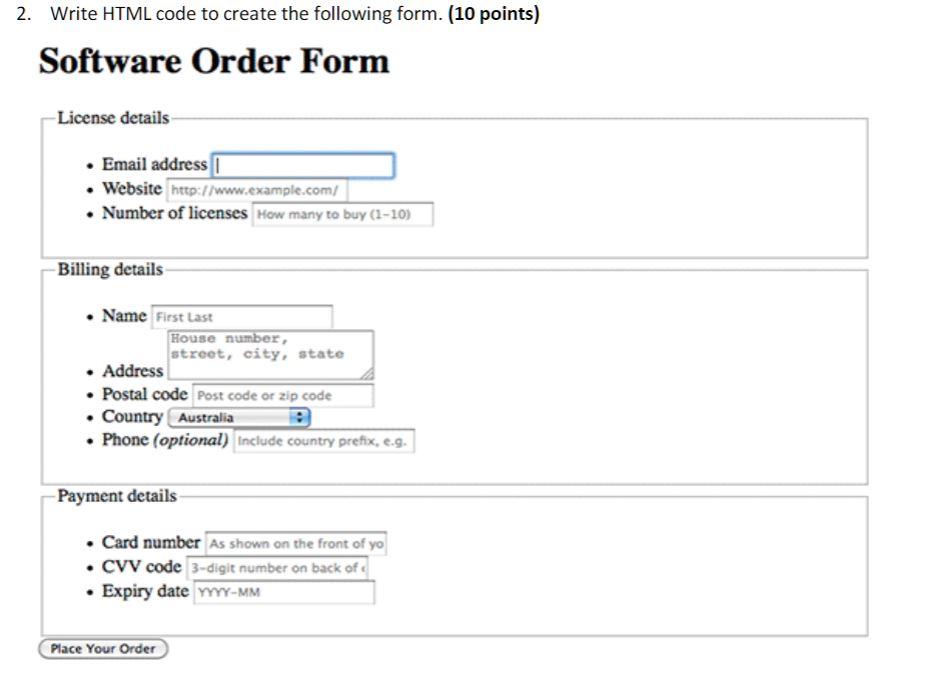 form html code example