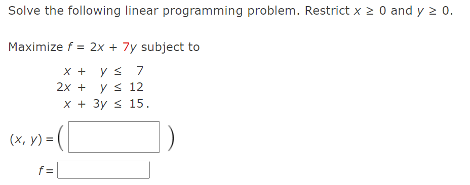 Solved Solve the following linear programming problem. | Chegg.com