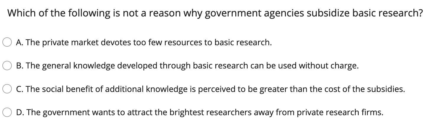 Solved Which of the following is not a reason why government | Chegg.com