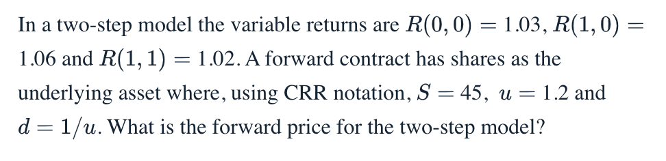 Solved In a two-step model the variable returns are | Chegg.com