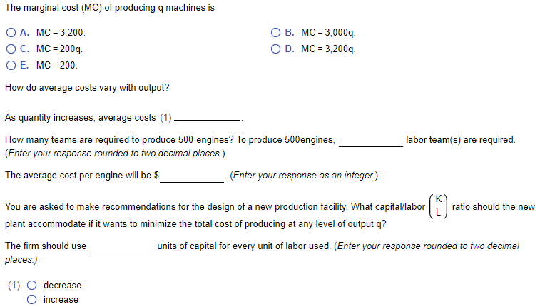 Solved You manage a plant that mass-produces engines by | Chegg.com