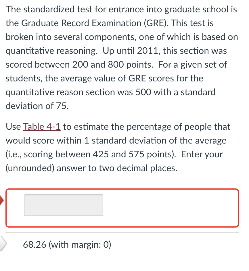 Solved The standardized test for entrance into graduate | Chegg.com