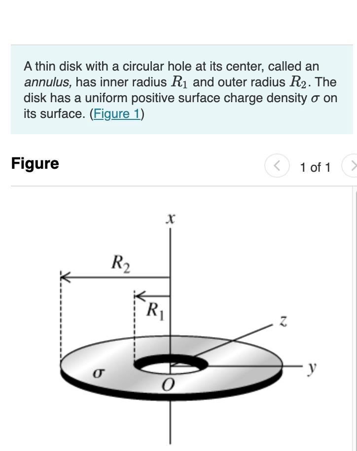 Solved A Thin Disk With A Circular Hole At Its Center Chegg Com