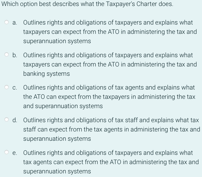 Solved Which Option Best Describes What The Taxpayer's | Chegg.com