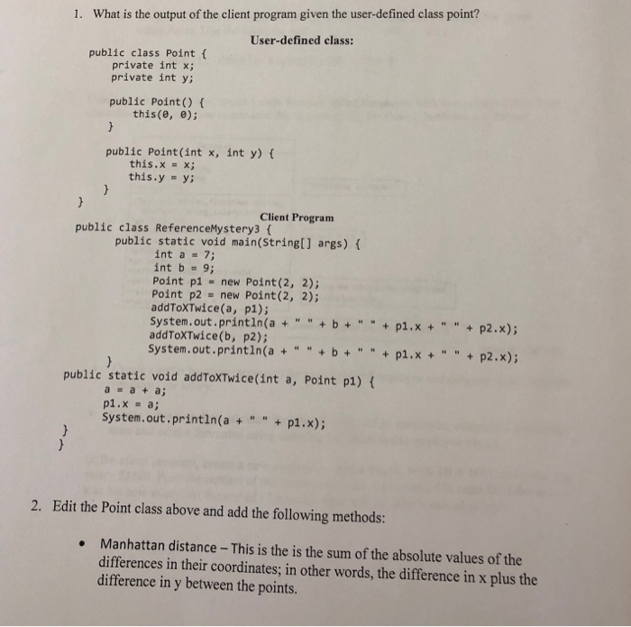 Solved What is the output of the client program given the | Chegg.com