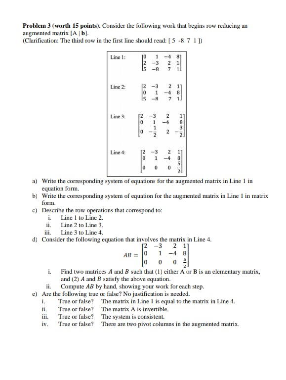 Solved Problem 3 (worth 15 points). Consider the following | Chegg.com