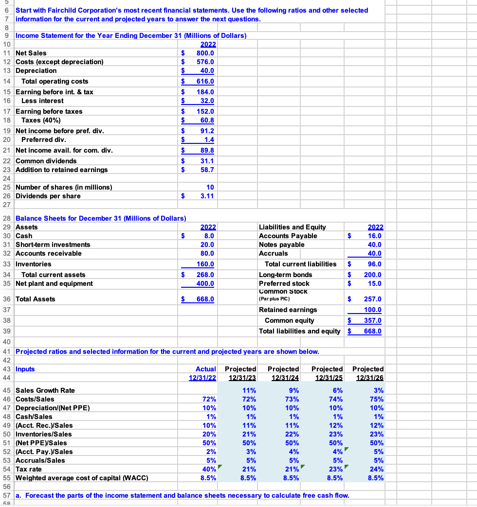 6 Start with Fairchild Corporation's most recent | Chegg.com