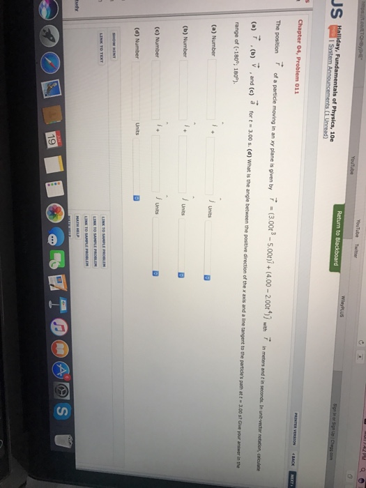 Solved The position r vector of a particle moving in an xy | Chegg.com