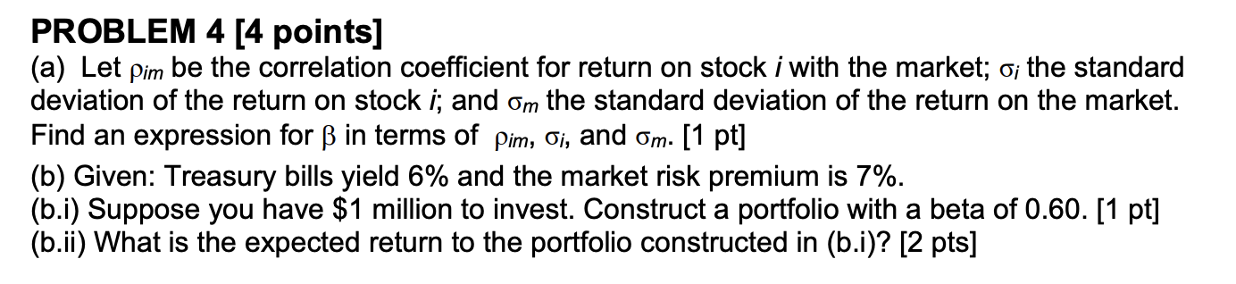 Solved PROBLEM 4 [4 Points] (a) Let ρim Be The Correlation | Chegg.com
