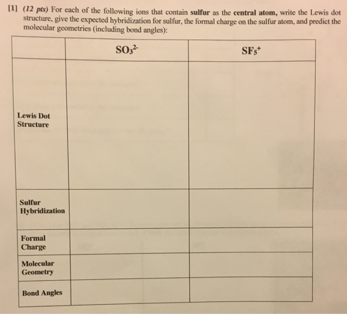 Solved For each of the following ions that contain sulfur as | Chegg.com